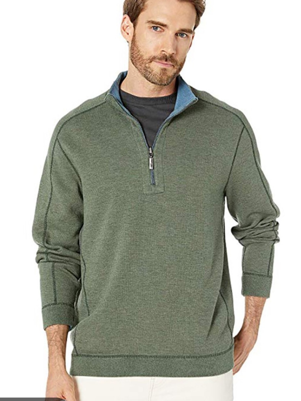 Tommy Bahama flipster reversible 3/4 zip up‎ sweatshirt